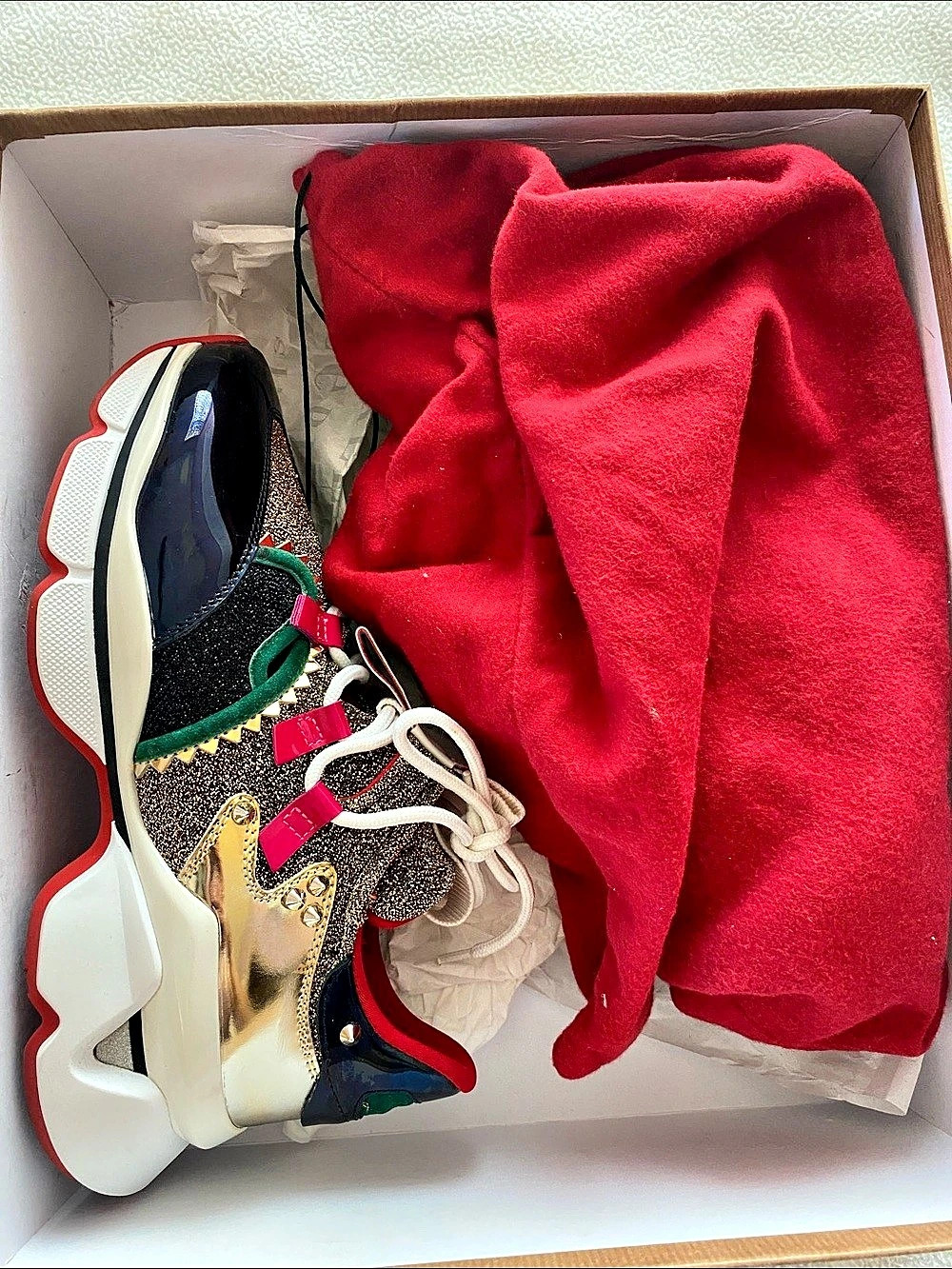 Christian Louboutin Red Runner Donna Glitter Sneakers EU 37